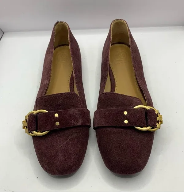 Women's 6 Tory Burch Marden Suede Flats Malbec Purple - Image 2