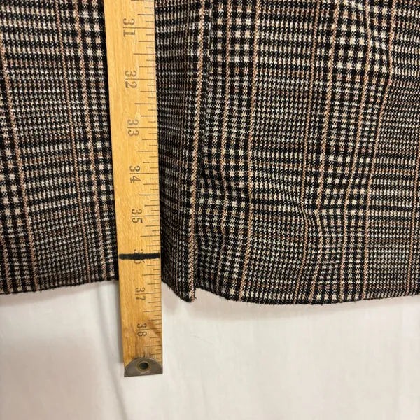 Sanctuary Longline Blazer Coat Brown Glen Plaid‎ Double Breasted Work Academia L - Image 7