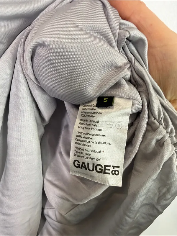 Gauge 81 women’s gray Talsi plunge neck draped strapless mini dress size small - Image 3
