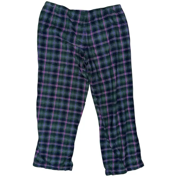 Ralph Lauren Women’s Size M Purple Green Plaid 2 Piece Logo Crest Pocket Pajamas - Image 5