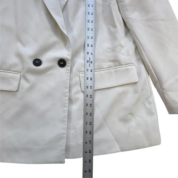 Zara Women White Double Breasted Blazer Womens Large Professional Workwear Chic - Image 8