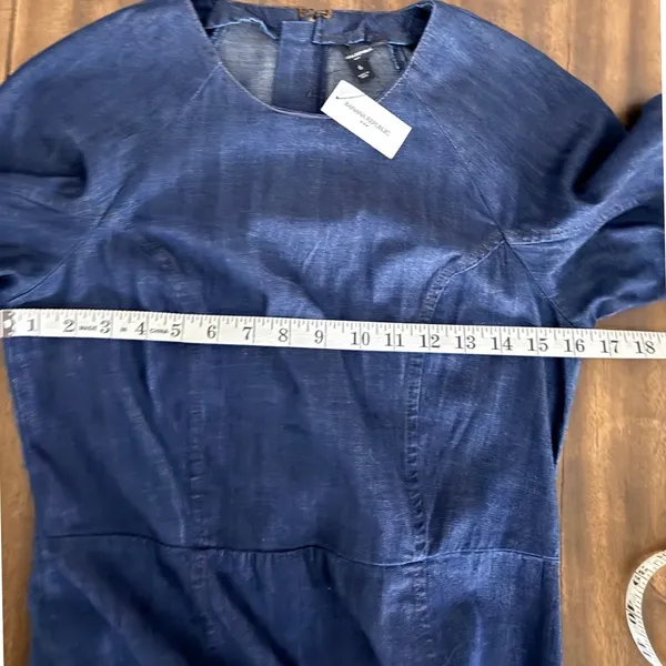 Banana Republic‎ Denim Fit and Flare Mini Dress Indigo Blue Long Sleeve Size 6 - Image 9