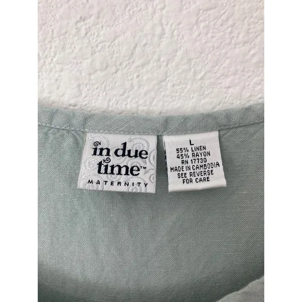 Vintage Homestead Prairie In Due Time Maternity Linen Blend Mint Blue Maxi Dress - Image 2