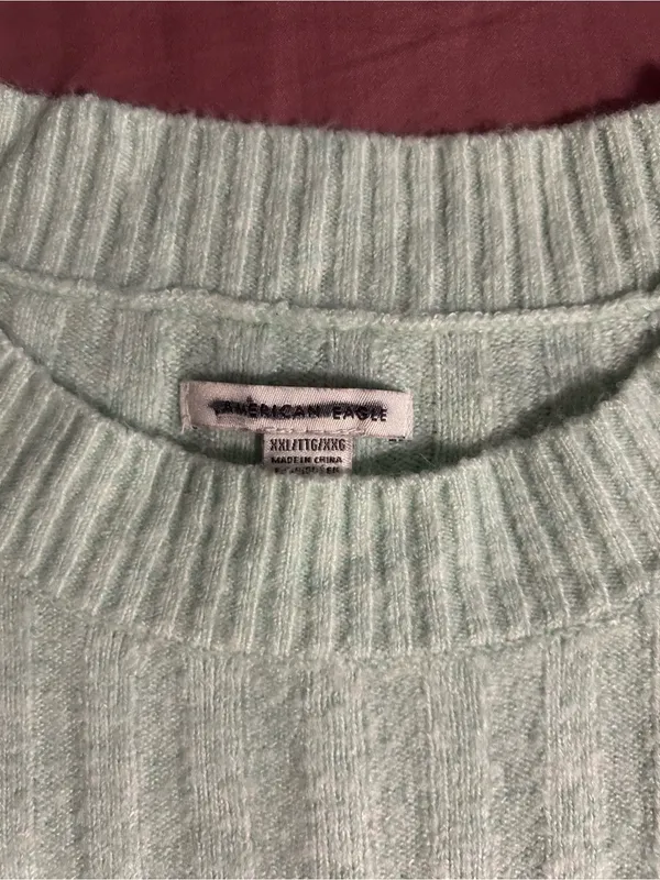 American Eagle Outfitters Mint Cropped Ribbed Crewneck Sweater Size XXL - Image 2