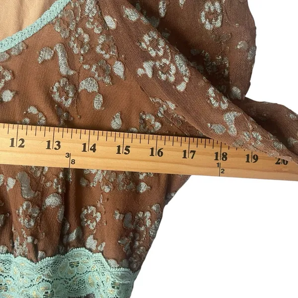 ivu jane Y2k Women's SIze Large Brown Babydoll Lace Floral Hippie‎ Retro Blouse - Image 8