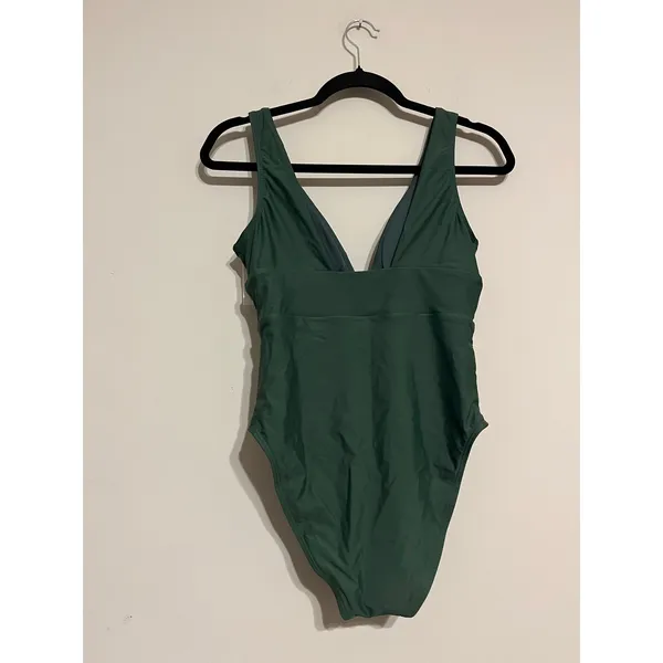 Quince Italian Plunge One-Piece Swimsuit in Palm Green Size S NWT! - Image 4