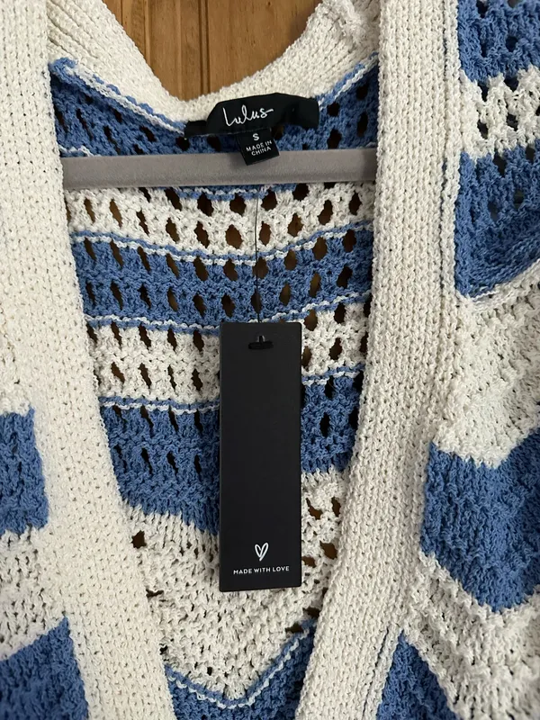 Lulus Blue Striped Open Cardigan  - Image 4