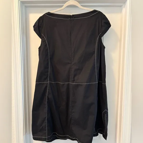 Zapelle Black Midi Dress with White Stitching Black Size M - Image 4