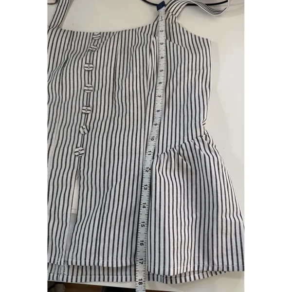 WAYF‎ Striped Peplum Camisole Top Black White Linen Blend Button Front Large NWT - Image 10