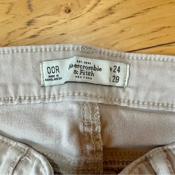 Abercrombie & Fitch Tan Five Pocket Jeans Sz 00R W24 L29 - Image 6
