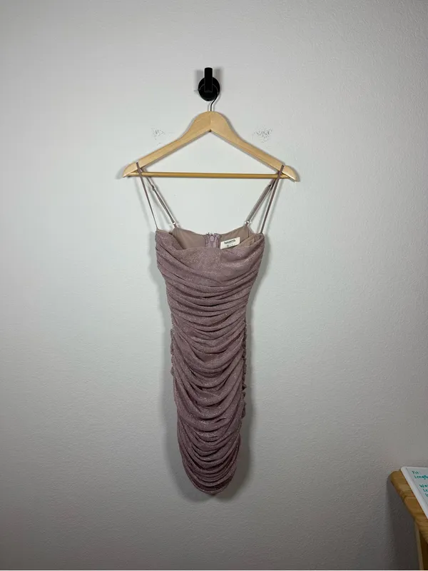 House of CB Ella Pale Pink Sparkle Mesh Mini Dress XS - Image 7