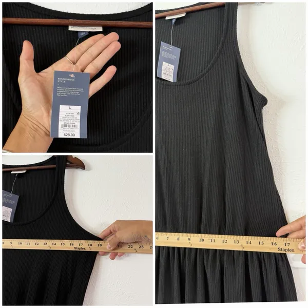 Universal Threads Black Ribbed Sleeveless Drop Waist Maxi Dress Women’s L NWT - Image 3
