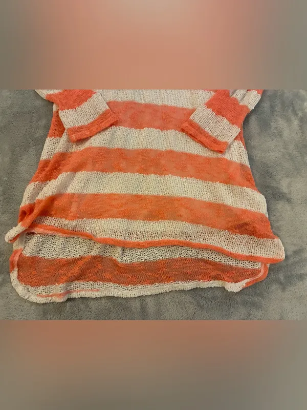 Maternity Lightweight Orange/Cream Striped Women's Knit Top by Motherhood Size S - Image 3