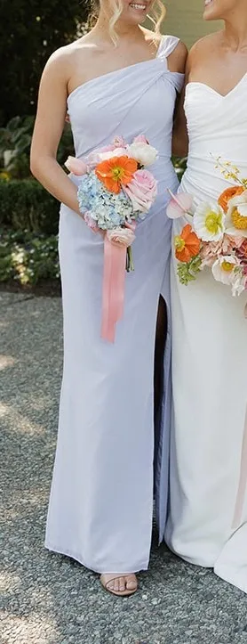 Azazie Wynter Chiffon Maxi Dress Ice - Image 3