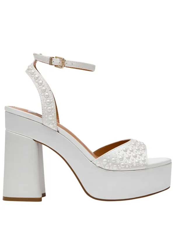NWT DV Dolce Vita Platform Block Heeled Pearl Dress Sandal Ivory Off White 8.5M - Image 2
