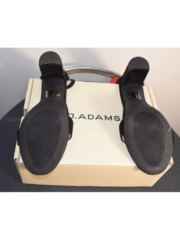 NIB J. Adams "Shirley" Black Suede Ankle Strap Heels Size 10 Sandal - Image 4