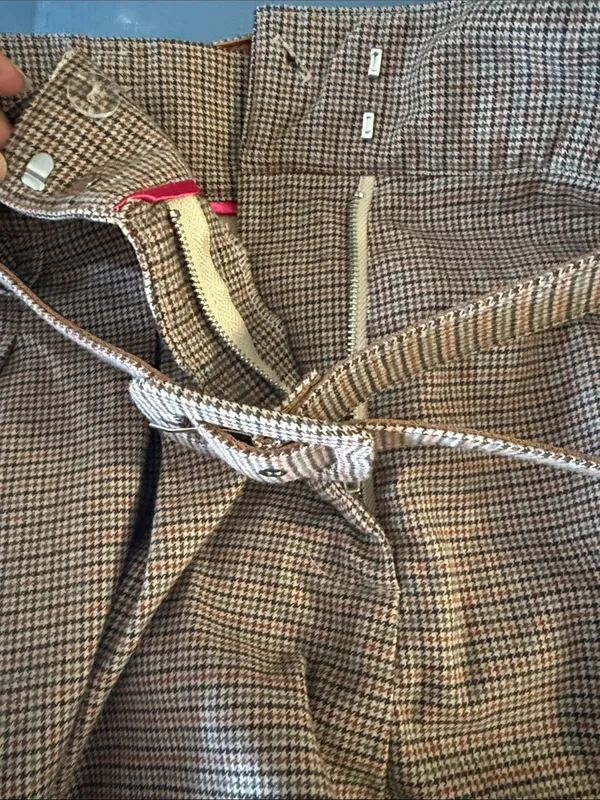Free People Plaid High-Waist Belted Shorts in Gray-Taupe - Image 6