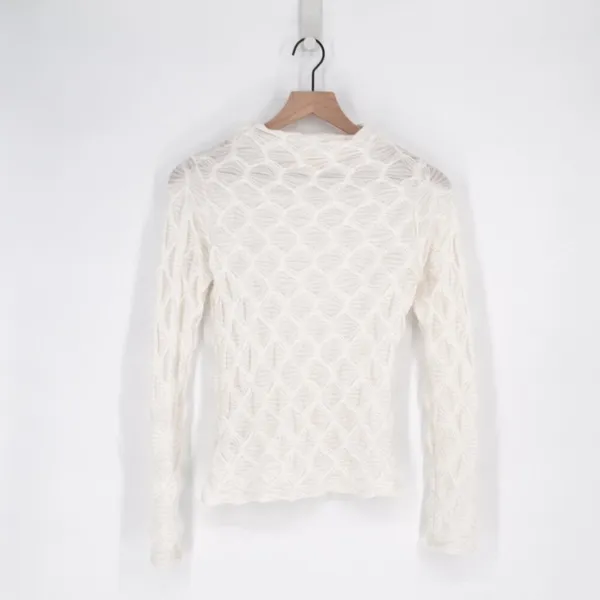 Anthropologie Maeve Talia Long Sleeve Mock Neck Textured Top in Ivory Women's S - Image 4