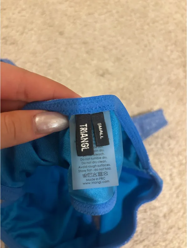 Blue One-Shoulder Triangl Bikini Sparkly with bag - Image 3