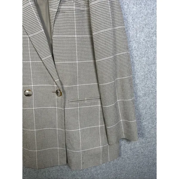 Madewell Womens Small Plaid Double Breasted Blazer Jacket Beige Neutral Academia - Image 4