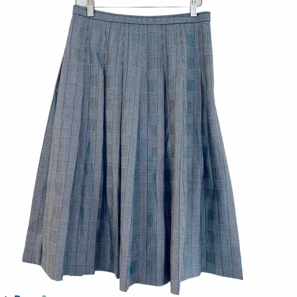 PENDLETON Houndstooth 100% Wool Pleated Skirt Size 10 - Image 5