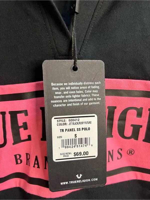True Religion Black &‎ Hot Pink Cropped Polo - Image 2