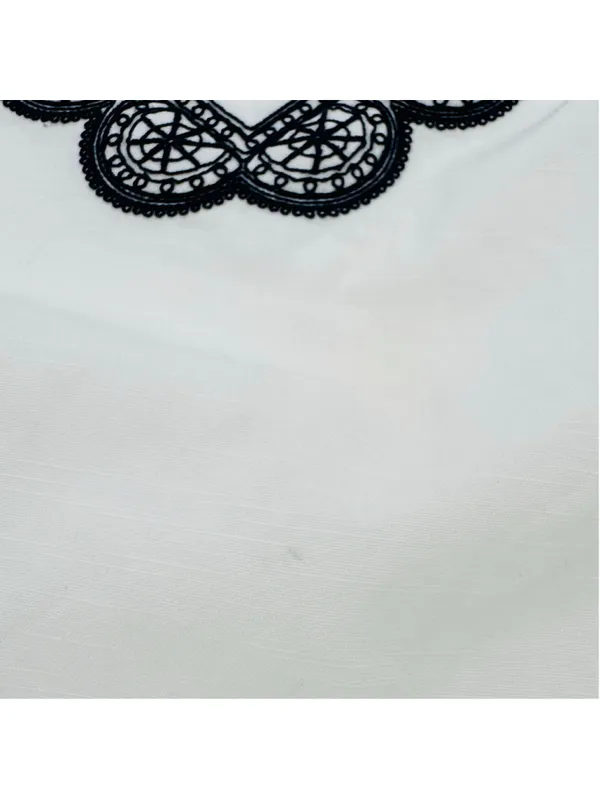 Tory Burch Richa Tunic Top Size 8 White Navy Blue Embroidered - Image 6