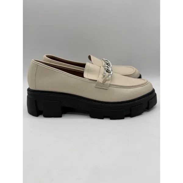 No Boundaries Lug Sole Chain Loafers Women's 11 Beige Chunky Preppy Office Wear - Image 2