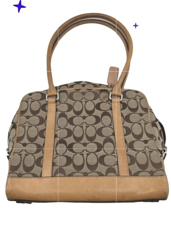 Authentic Coach Signature Tan Canvas Purse Handbag 6097 Mob Wife Vintage Tote - Image 2