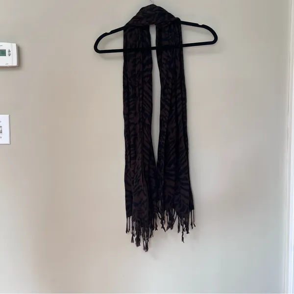 Black and Brown Zebra Animal Print Scarf - Image 2
