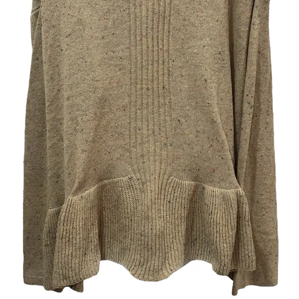 NEW‎ Easel Tan Multicolor Micro Dot Ruffle Cardigan Holiday Wool Blend Cozy L - Image 7