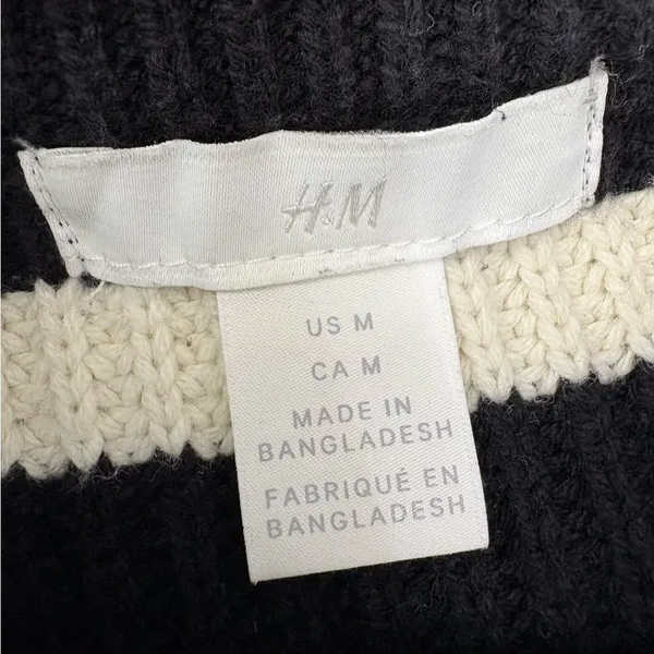 H&M oversized striped knit sweater black and white medium - Image 7