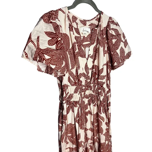Anthropologie Somerset Maxi Dress Size XS Neutral Floral Dot Brown Cotton - Image 4