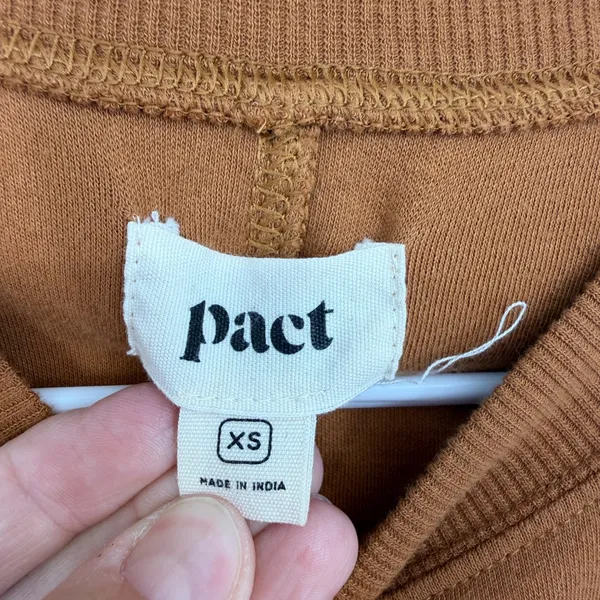 Pact Organic‎ Cotton Cap Sleeve Sweatshirt Top Rust Brown XS - Image 3