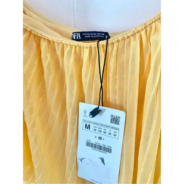 Zara One Sleeve Ruffle Butter Yellow Crop Top Blogger's Fave Size Medium NWT - Image 9