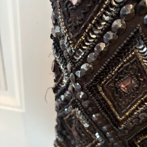 Adrianna‎ Papell Bluish/Gray Beaded Dress Size 4P - Image 9