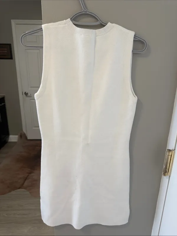 Zara Knit Sleeveless Mini Dress – Cream/White, New With Tags, Size M - Image 4
