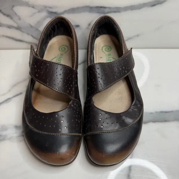 NAOT Women's Brown & Metallic Aroha Mary Janes Shoes Sz 38 Sz 7.5 Comfort Casual - Image 2