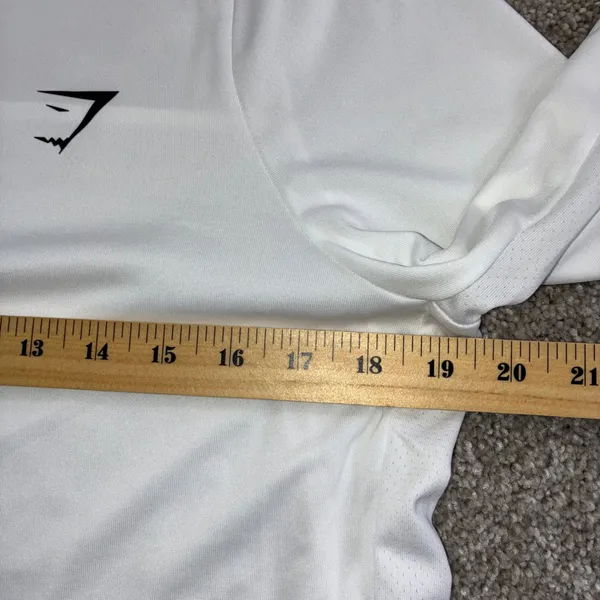 Gymshark White Long Sleeve Athletic Top Women's Size S Mesh‎ Panels Logo - Image 5