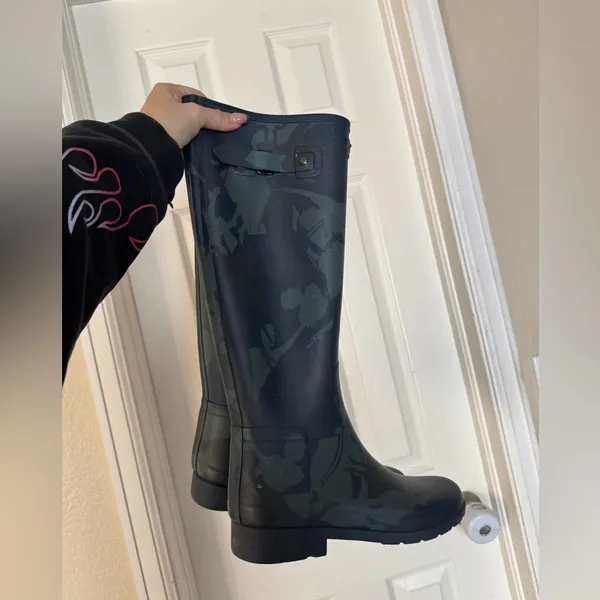 Hunter Disney Mary Poppins Tall Wellington Boots Sz 9 40 EU‎ Camo Blue - Image 7