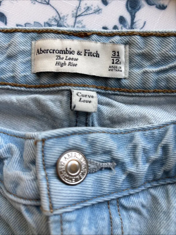 Abercrombie & Fitch Light Blue The Loose High Rise Jeans Sz 31/12 Retro Y2K - Image 7