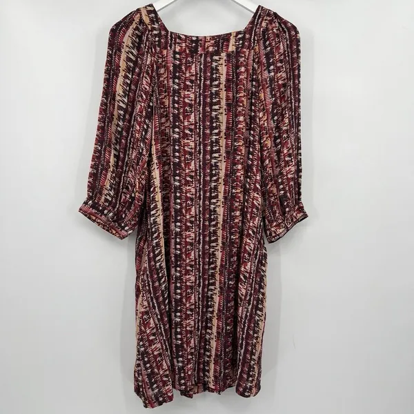 Garnet Hill Jardin Crepe Dress Firesmoke Stripe A-line 3/4 Sleeves‎ Size Small - Image 7