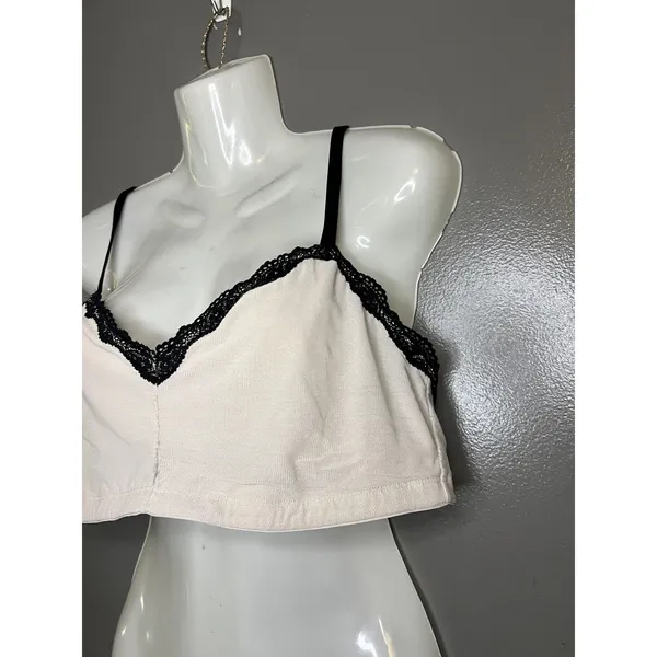 Aerie Bralette Bra Womens XL Pink Lace Wireless Knit Adjustable Straps Longline - Image 3