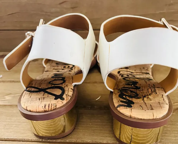 Sam Edelman Trixie Gold Heel Ivory Colored Sandals size 7 - Image 4