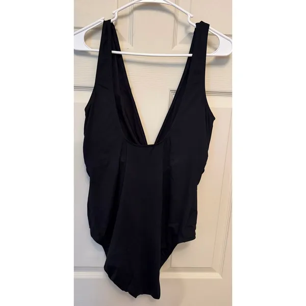 Ralph Lauren Women's Deep V-neck Black One Piece Swimsuit Sz‎ 14 - Image 4