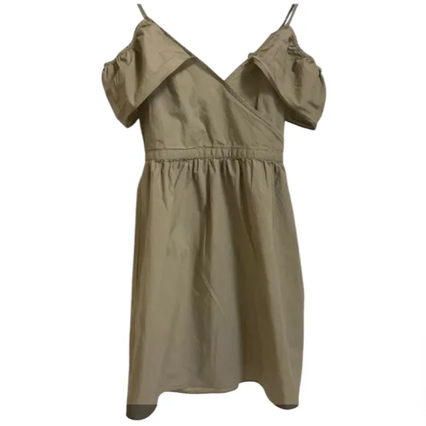 Madewell Khaki Olive Green Cold Shoulder Cotton Neutral Minimalist Sundress 4 - Image 7
