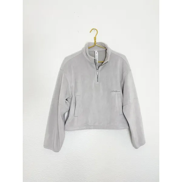 Lululemon Plush Velour Oversized Half Zip in Gray Size Small Workout Soft - Image 4