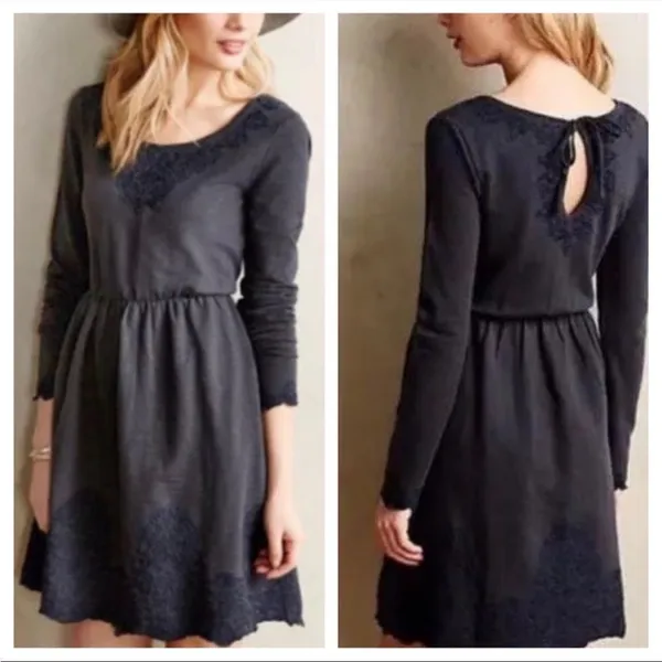 Anthro Saturday Sunday‎ grey embroidered dress small - Image 2