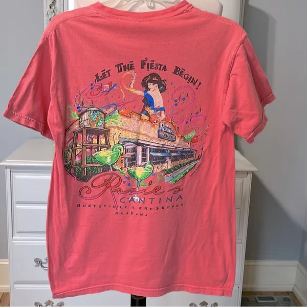 Comfort Colors Rosies Cantina Tshirt Womens Small Short Sleeve Shirt Cotton Coral - Image 9