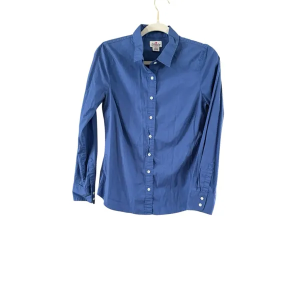 J.Crew Blue Button Down Shirt White Buttons Size Small - Image 8